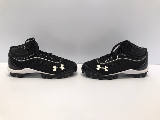 Baseball Shoes Cleats Child Size 5 Under Armour Black White High Top