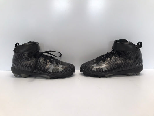 Baseball Shoes Cleats Child Size 5 Under Armour Black Grey High Top
