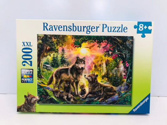 Child Jigsaw Puzzle 200 pc Ravensburger Wolf Family in the Sun Gently Used