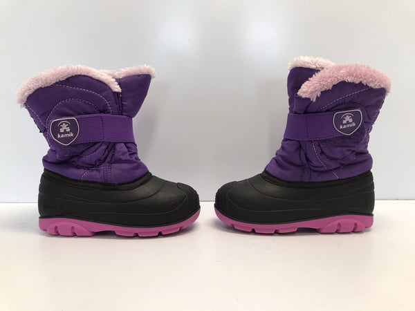Winter Boots Child Size 10 Toddler Kamik Purple With Faux Fur
