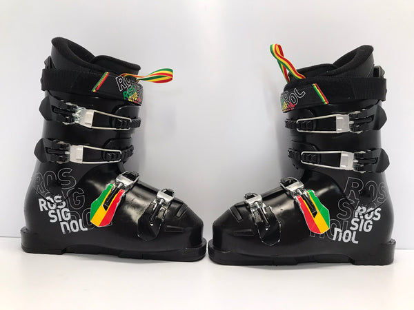Ski Boots Mondo Size 23.5 Men's Size 5 Ladies Size 6 275 mm Rossignol Black And Striped Excellent