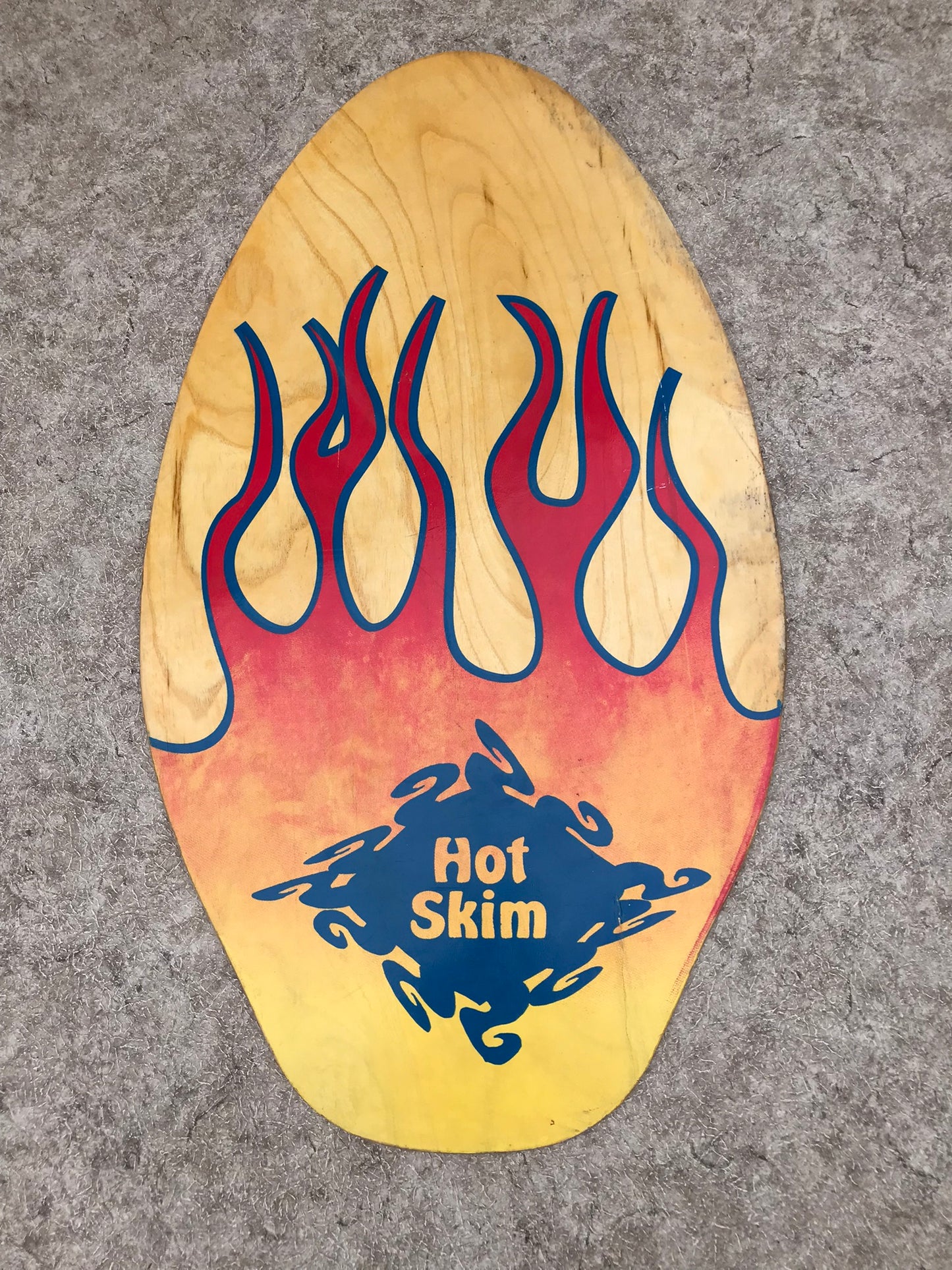 Surf SkimBoard Wood Hot Skim Red Flames 36 x 20 inch Minor Wear