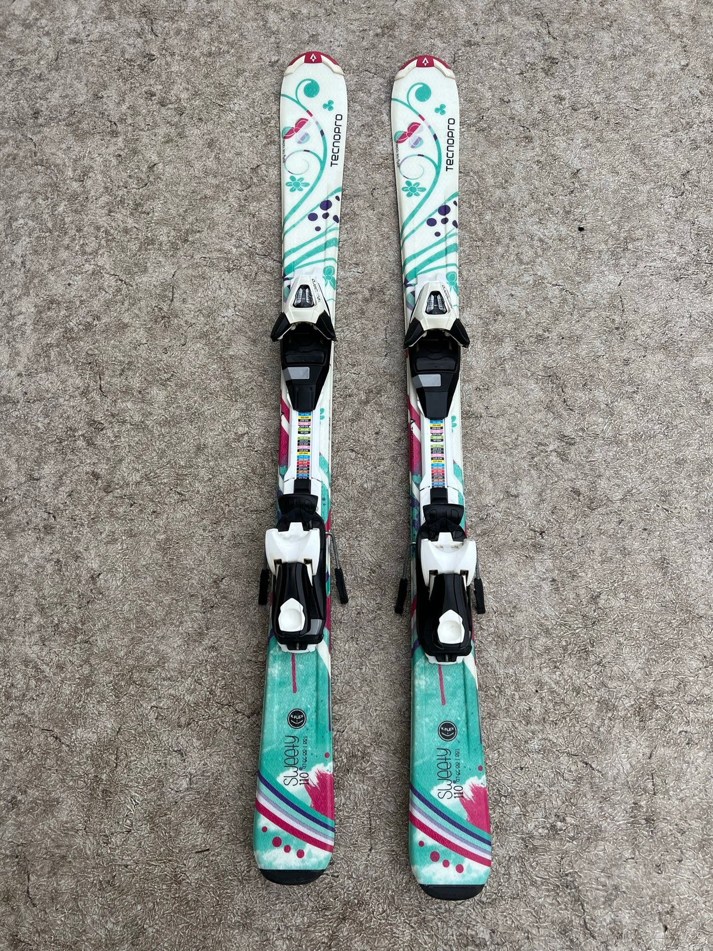 Ski 110 Tecno Sweety Teal White Pink Parabolic With Bindings