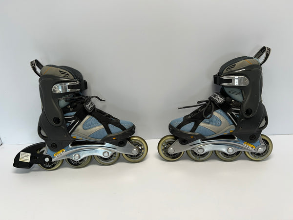Inline Roller Skates Ladies Size 7 Firefly Denim Blue Grey Rubber Wheels New Demo Model