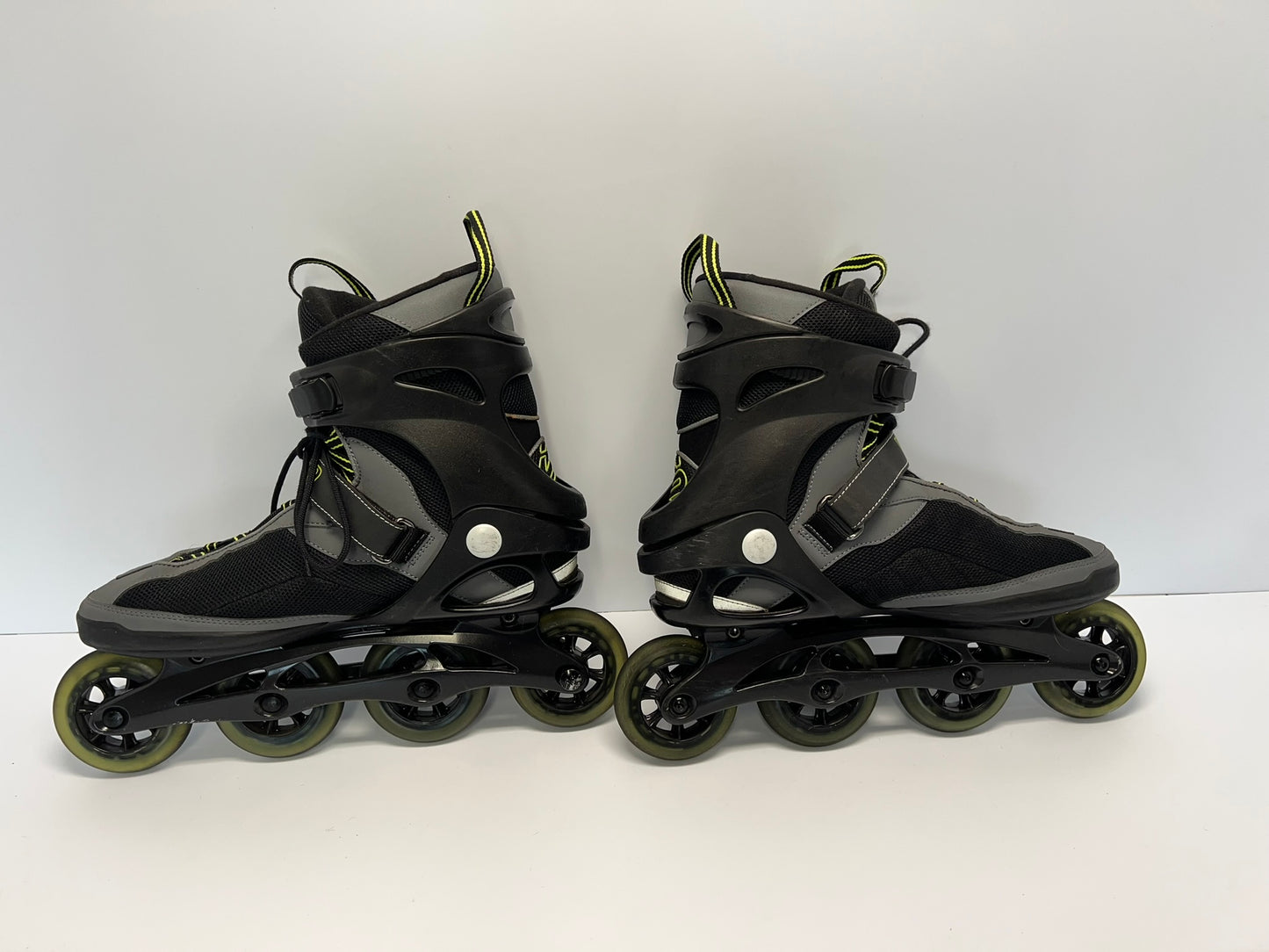 Inline Roller Skates Men's Size 13 K-2 V02 90 Black Grey Lime Rubber Wheels Excellent As New