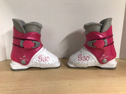 Ski Boots Mondo Size 17.5 Child Size 11.5 215 mm Tecno Pro Pink White Excellent