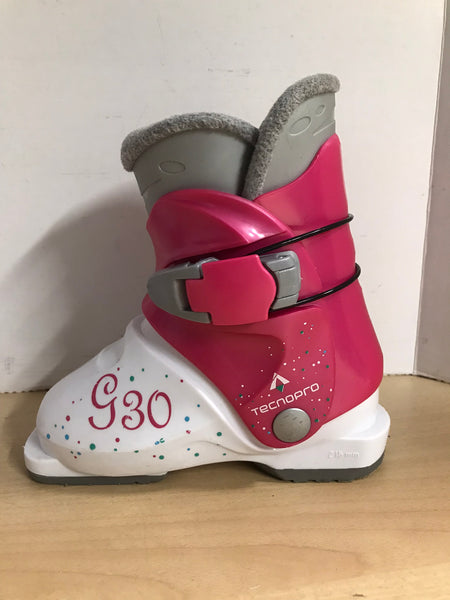 Ski Boots Mondo Size 17.5 Child Size 11.5 215 mm Tecno Pro Pink White Excellent