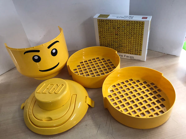 12"HUGE 2010 RARE Lego Sort & Store Head Yellow Mini Figure + Lego 1000pc Puzzle