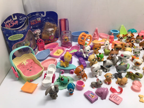 Huge Lot 227 pc Vintage Littlest Pet Shop Toys With Original Boxes New In Package Lots Extra Papers