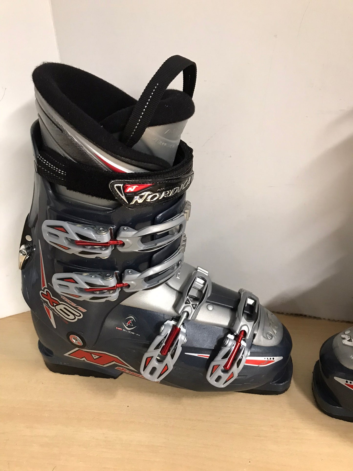 Ski Boots Mondo Size 27.5 Men's Size 9 Ladies Size 10 315 mm Nordica Slide In Blue Grey