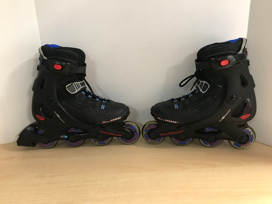 Inline Roller Skates Men's Size 8 Rollerblades Bio dynamic Black Red With Rubber Wheels Excellent