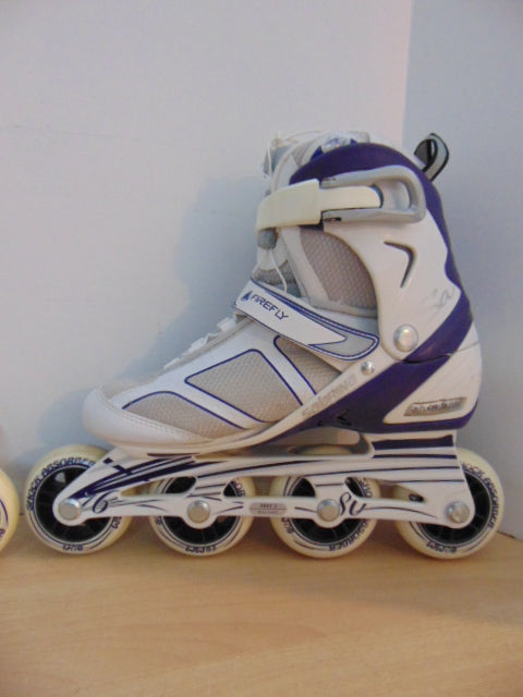 Inline Roller Skates Ladies Size 6 Firefly White Purple Rubber Wheels New Demo Model