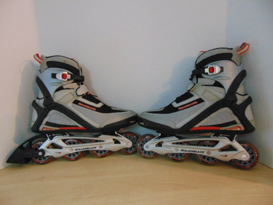 Inline Roller Skates Men's Size 12 Rollerblades Grey Red Excellent