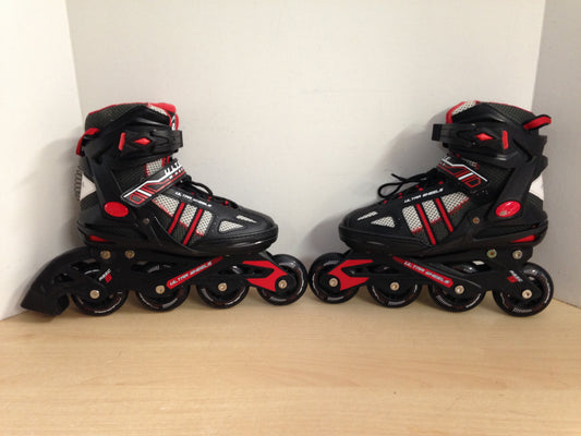 Inline Roller Skates Child Size 5 Ultra Wheels Rubber Tires Red Black Excellent