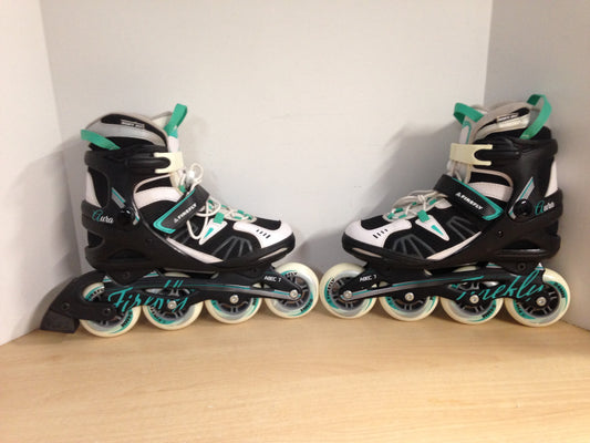 Inline Roller Skates Ladies Size 8.5 Firefly Black White Teal New Demo Model