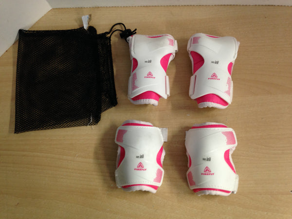 Inline Roller Skates Protective Pads Bike Skateboard Child Size 6-8 Firefly 4 Pc Elbow and Wrist White Pink