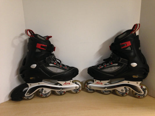 Inline Roller Skates Men's Size 9 Ultra Wheels Red Black Grey Rubber Wheels Excellent