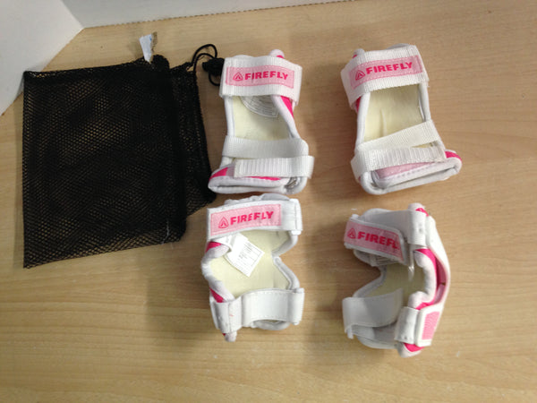 Inline Roller Skates Protective Pads Bike Skateboard Child Size 6-8 Firefly 4 Pc Elbow and Wrist White Pink