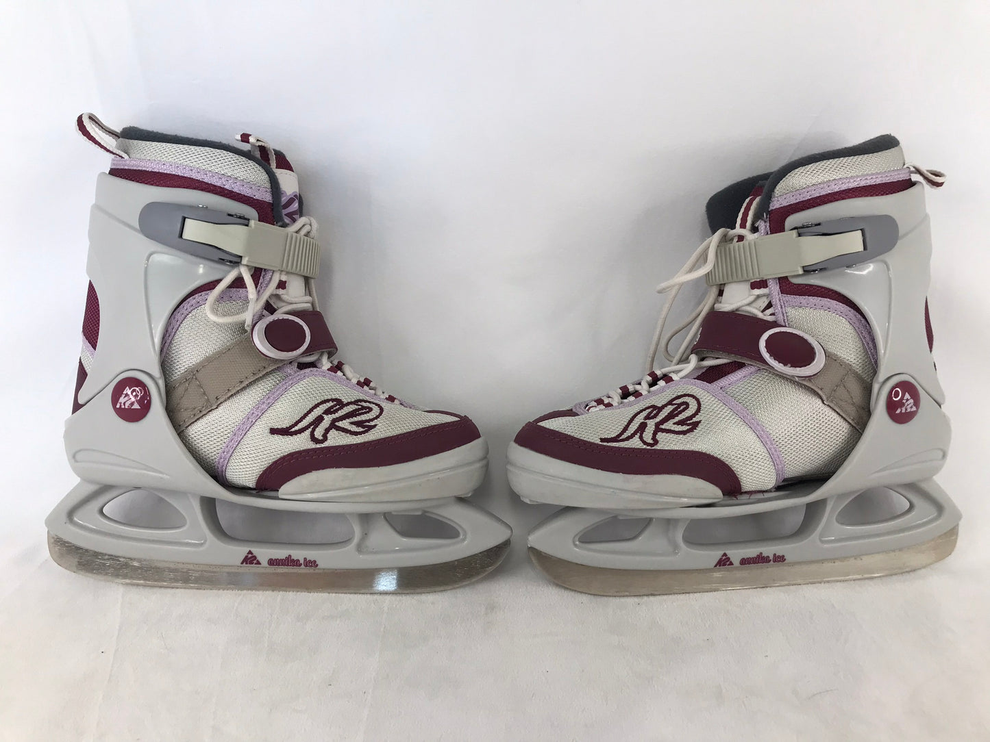 Ice Skates Child Size 1-5 K-2 Soft Skates Adjustable Burgundy Grey As New