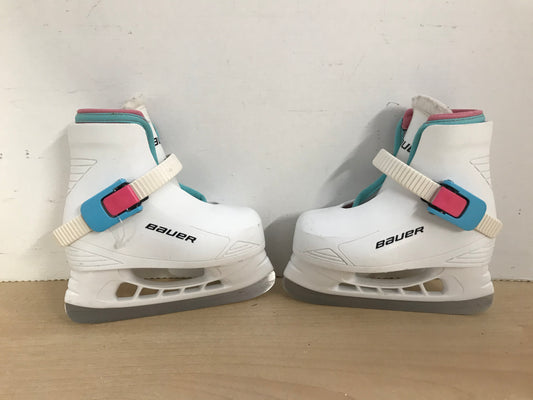 Ice Skates Child Size 6-7 Toddler Bauer Adjustable With Liner Excellent White Pink