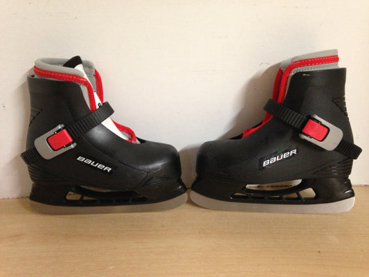Ice Skates Child Size 8-9 Adjustable Bauer Molded Plastic With Liner Black Red Excellent