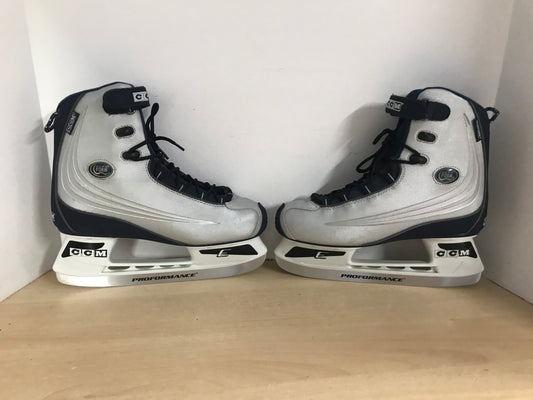 Ice Skates Men's Size 8 Ladies Size 9 CCM Soft Skates Navy and Grey Excellent