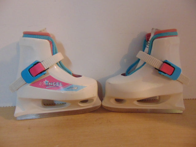 Ice Skates Child Size 6-7 Toddler Adjustable Bauer White Pink Molded Plastic With Liner