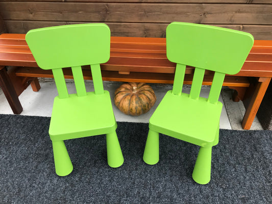 Ikea Mammut Children's Chairs Set of 2 Age 2-8 Apple Green