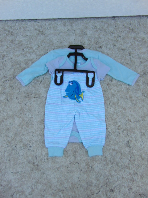 Pajama Babies 3 Month 3 pc Set Disney Blue Purple Cotton NEW TAGS