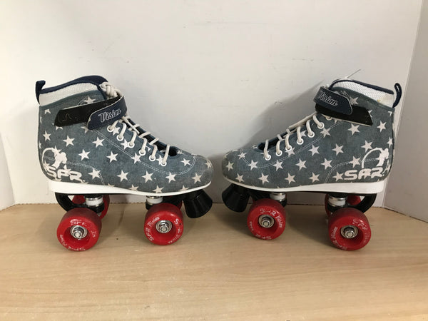 Inline Roller Derby Skates Child Size 4 Shoe Size Vision SFR Blue Denim Minor Wear
