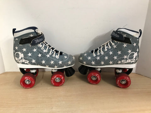 Inline Roller Derby Skates Child Size 4 Shoe Size Vision SFR Blue Denim Minor Wear