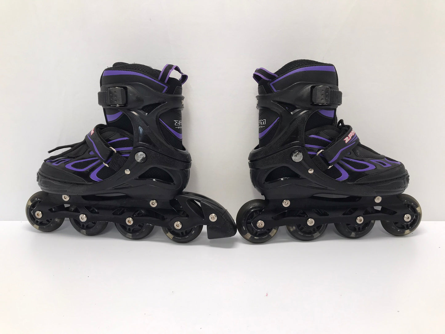 Inline Roller Skates Child Size 1-4 Adjustable Black Pink Purple Excellent