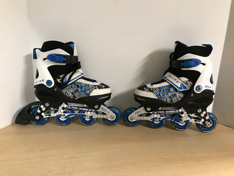 Inline Roller Skates Child Size 1-4 Adjustable Ultra Wheels Rubber Wheels Blue White Black