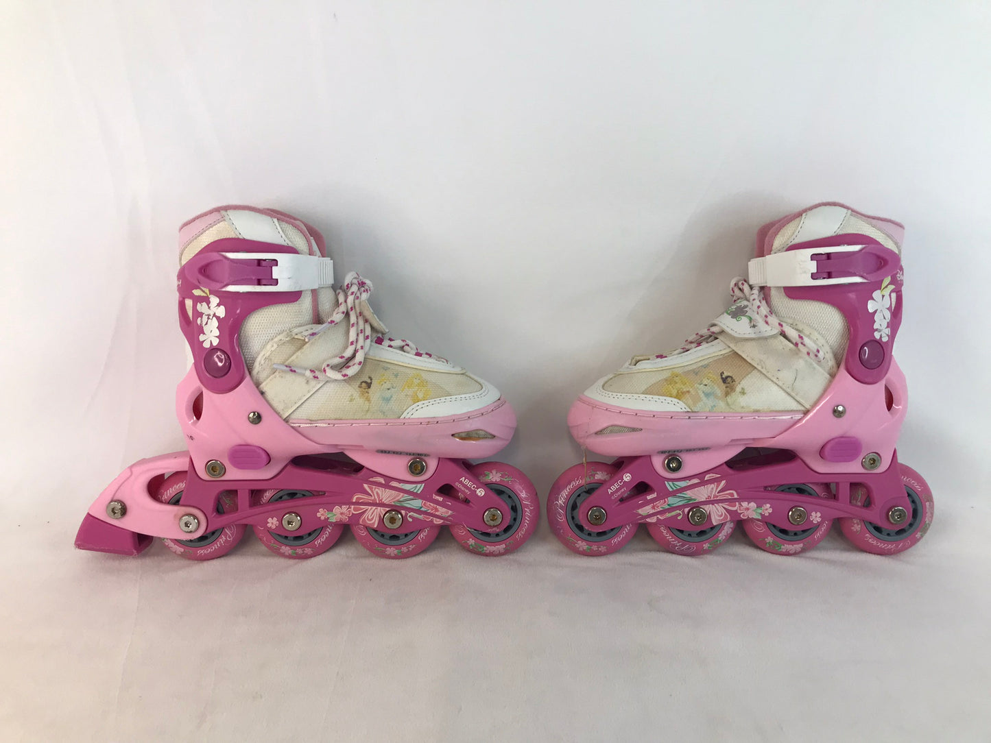 Inline Roller Skates Child Size 10-13 Princess Pink White Adjustable Minor Wear