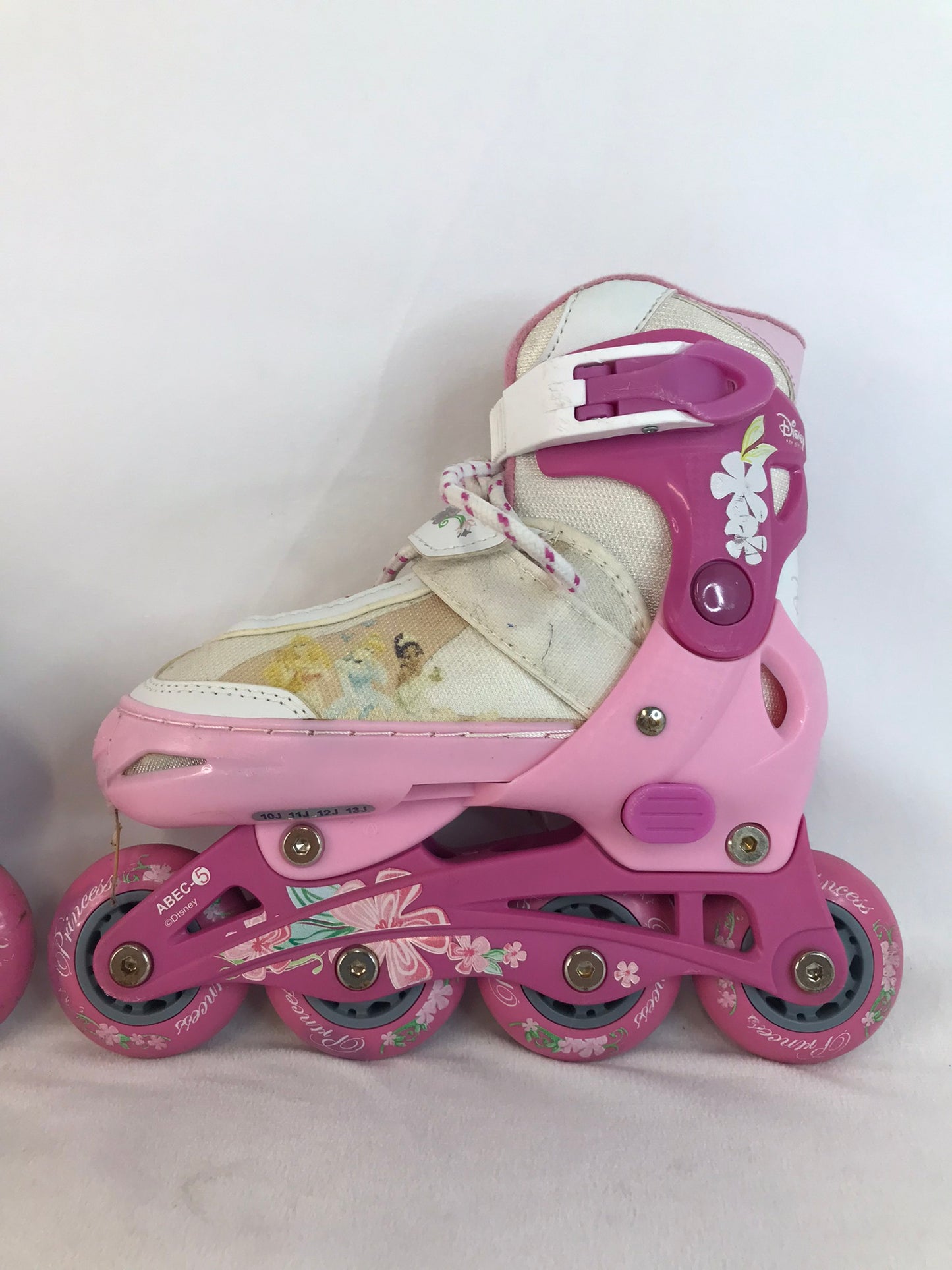 Inline Roller Skates Child Size 10-13 Princess Pink White Adjustable Minor Wear