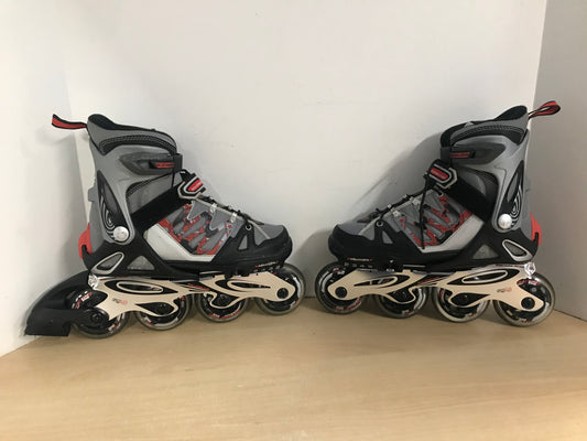 Inline Roller Skates Child Size 2-5 Adjustable Rollerblade Brand Black Grey Red Rubber Wheels Excellent