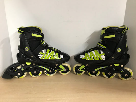 Inline Roller Skates Child Size 5-8 Youth Ultra Wheels Black Lime Rubber Wheels