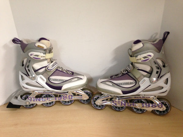 Inline Roller Skates Ladies Size 10 Rollerblades Grey Purple Excellent