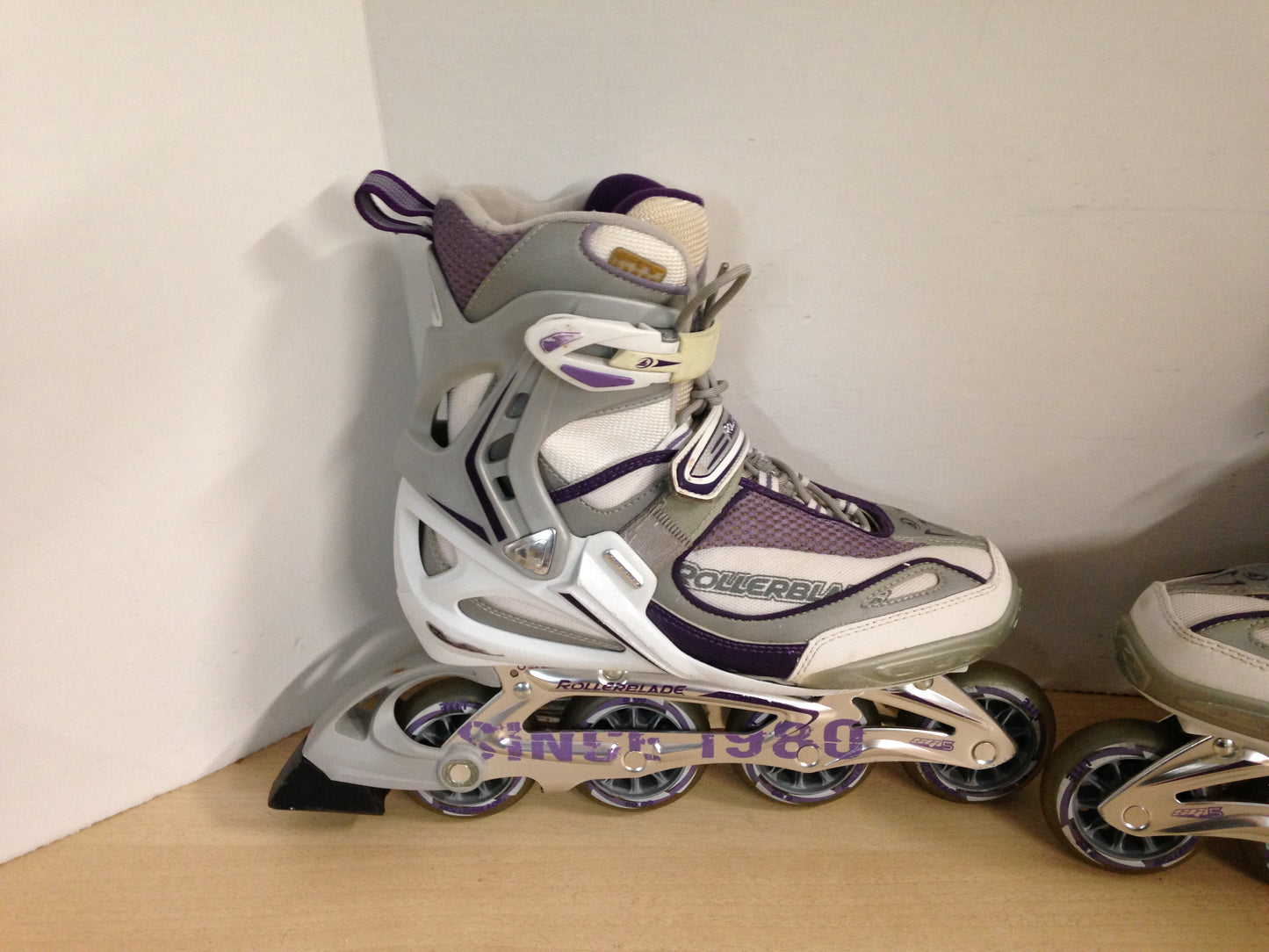 Inline Roller Skates Ladies Size 10 Rollerblades Grey Purple Excellent
