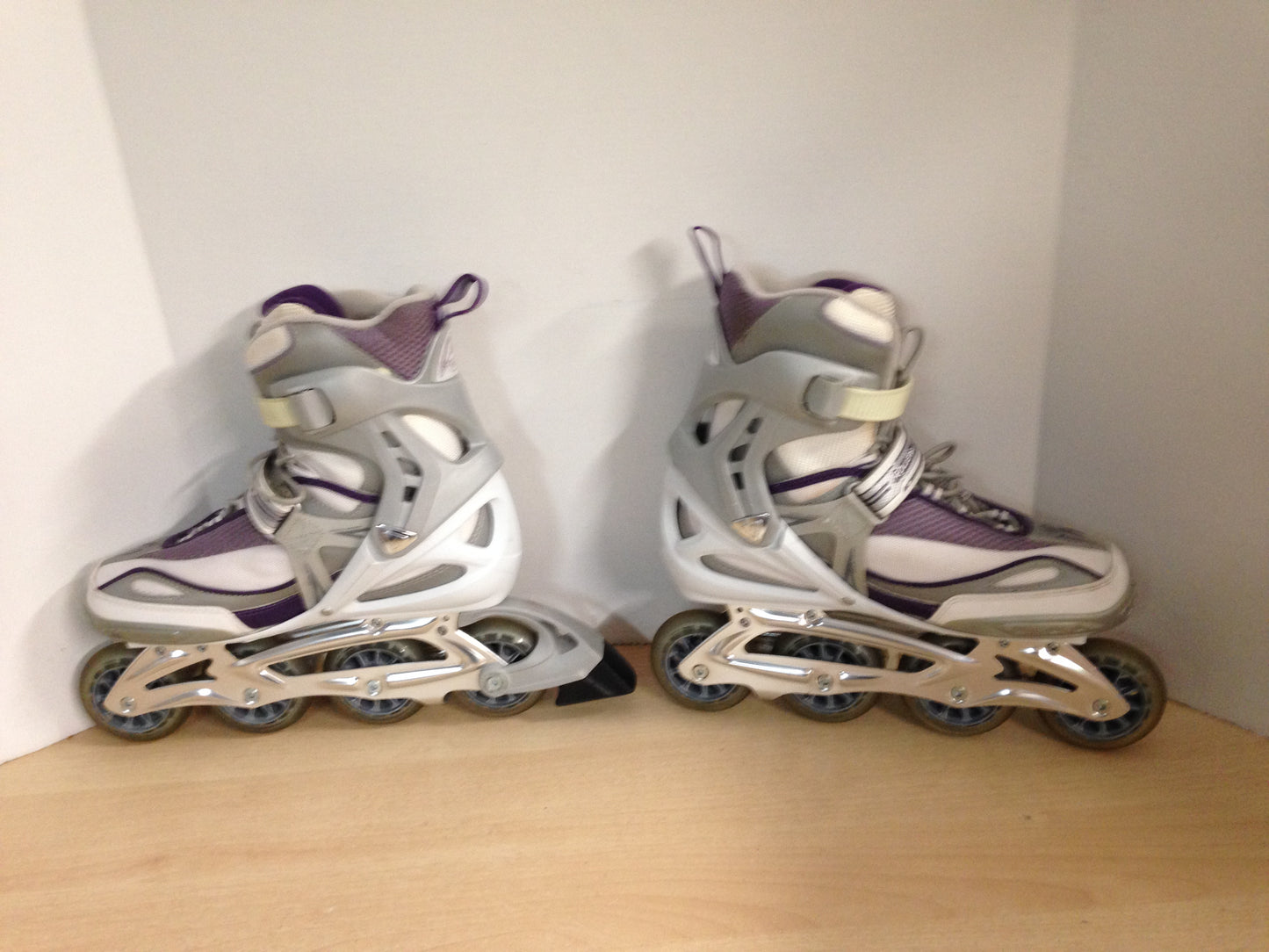 Inline Roller Skates Ladies Size 10 Rollerblades Grey Purple Excellent