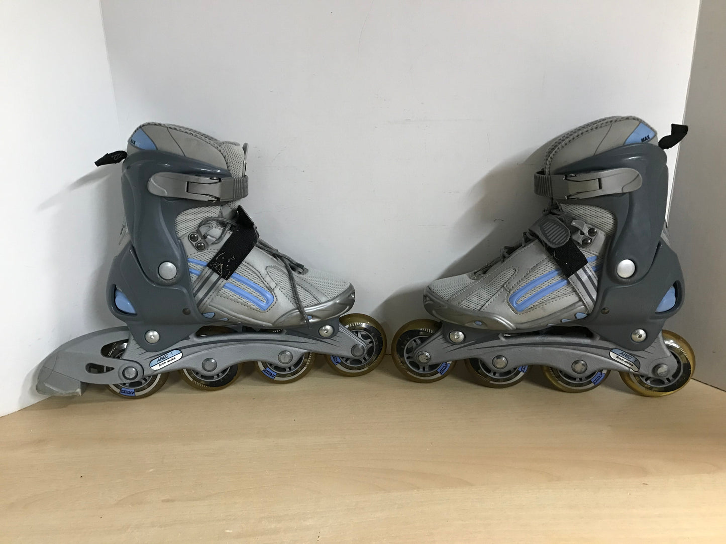 Inline Roller Skates Ladies Size 5 SMX Max Blue Grey Rubber Wheels
