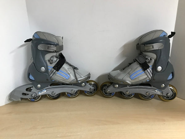 Inline Roller Skates Ladies Size 5 SMX Max Blue Grey Rubber Wheels
