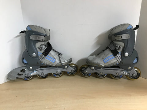 Inline Roller Skates Ladies Size 5 SMX Max Blue Grey Rubber Wheels