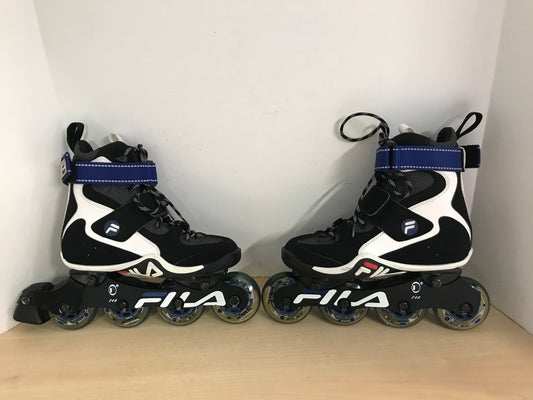 Inline Roller Skates Ladies Size 6.5 Fila Black Blue White With Rubber Wheels As New