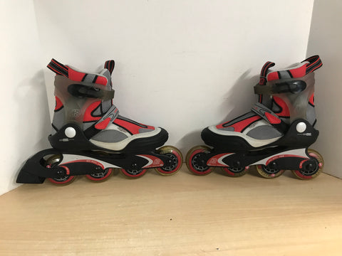 Inline Roller Skates Ladies Size 6 K-2 Black Grey Red Excellent Rubber Wheels
