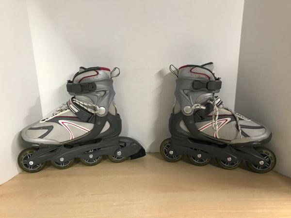 Inline Roller Skates Ladies Size 8 BladeRunner Grey Raspberry Rubber Wheels Excellent
