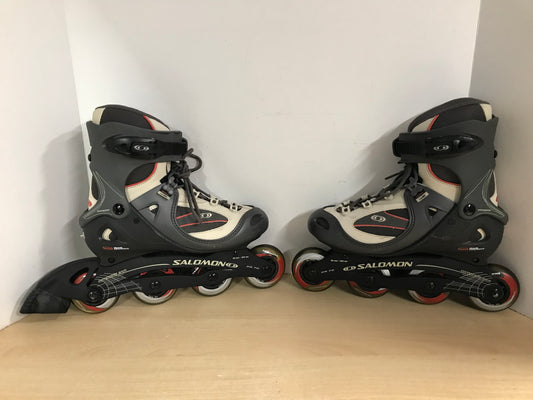 Inline Roller Skates Ladies Size 8 Salomon Grey Tan Rubber Wheels New Demo Model