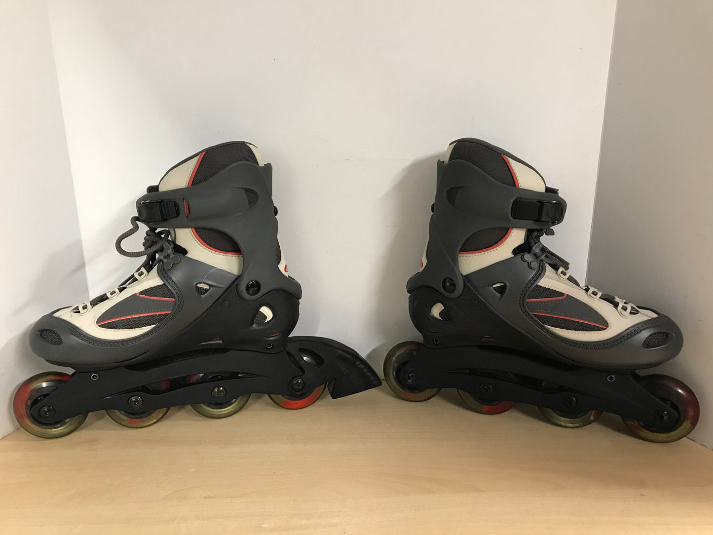 Inline Roller Skates Ladies Size 8 Salomon Grey Tan Rubber Wheels New Demo Model