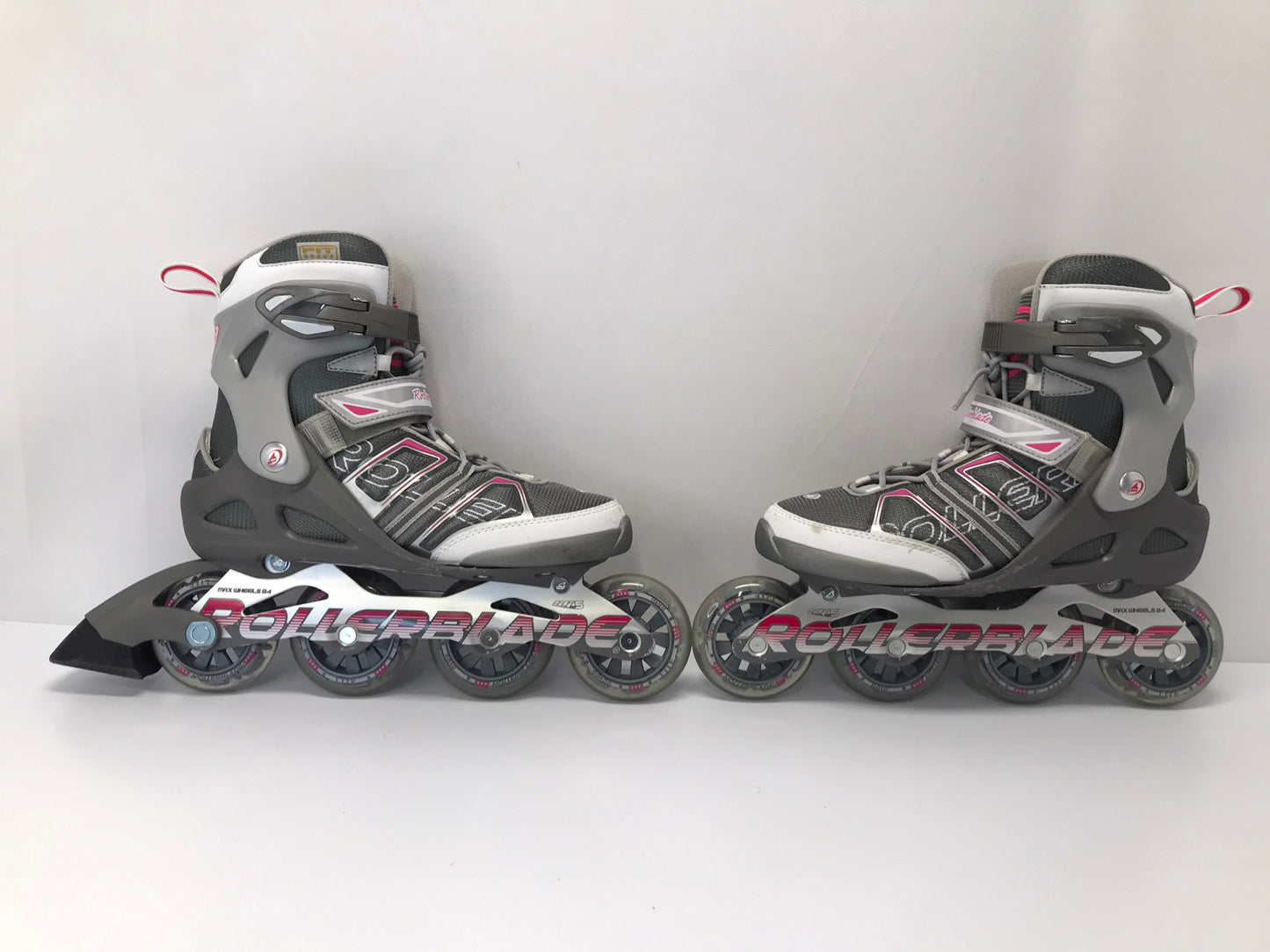 Inline Roller Skates Ladies Size 9 Rollerblades Grey Pink Excellent