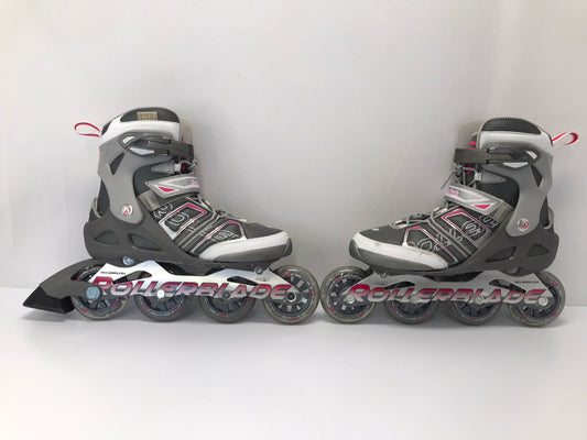 Inline Roller Skates Ladies Size 9 Rollerblades Grey Pink Excellent